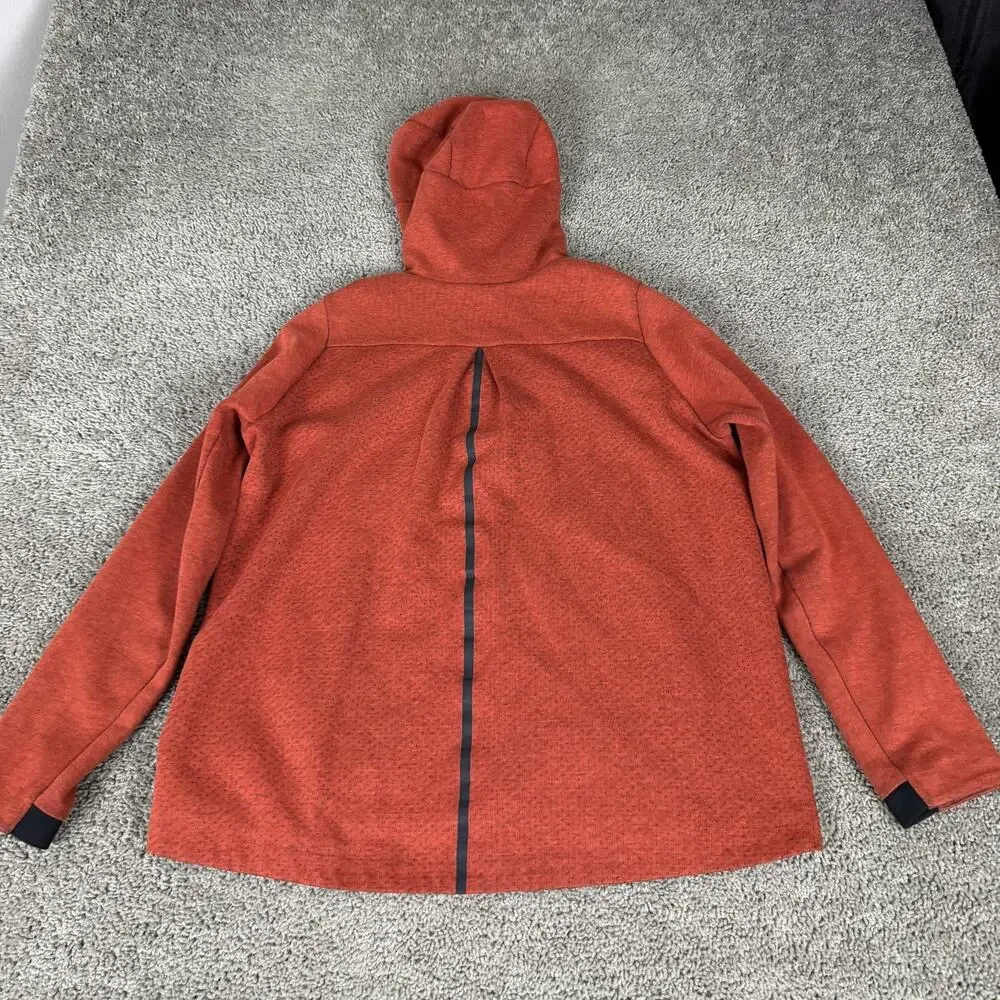Nike Tech Fleece Hoodie Womens L Orange Full Zip Lined Jacket Sweatshirt Swoosh - Picture 9 of 12